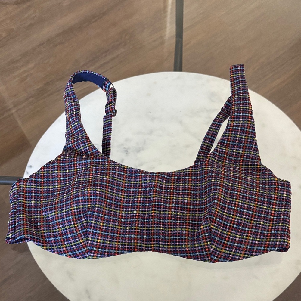 Athleta Multicolor Plaid swim top